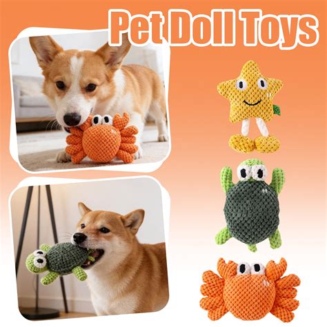 Plush Squeaking Dog Toy, Star-Shaped Teething Design, Indoor Outdoor ...