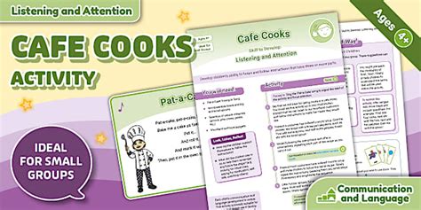 Following Instructions: Cafe Cooks Communication/Language 4+