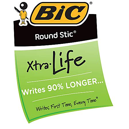 BIC Round Stic Xtra Life Ballpoint Pens Medium Point 1.0 mm Translucent ...