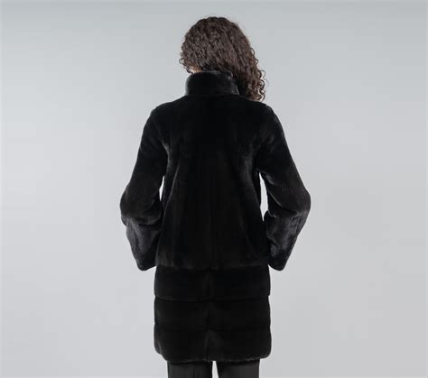 Black Nafa Mink Fur Long Jacket - 100% Real Fur - Haute
