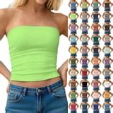 Auralook Womens Tube Tops Strapless Crop Tops Basic Backless Strapless ...
