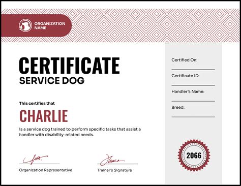 Gold and Green Service Dog Certificate Template - Highfile