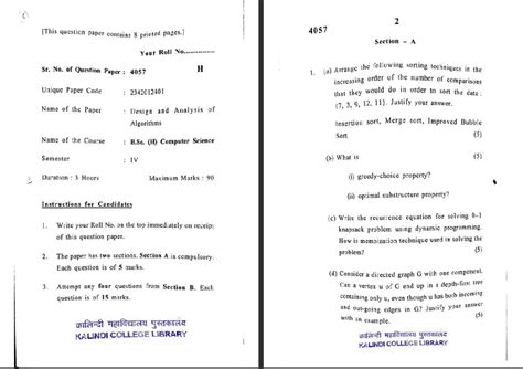 2023-24 DAA PYQ - Design and Analysis of Algorithms Question Paper ...