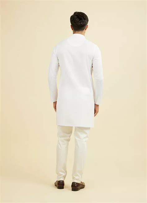 Buy Ethereal White Linen Mid Length Kurta for Men Online | Manyavar