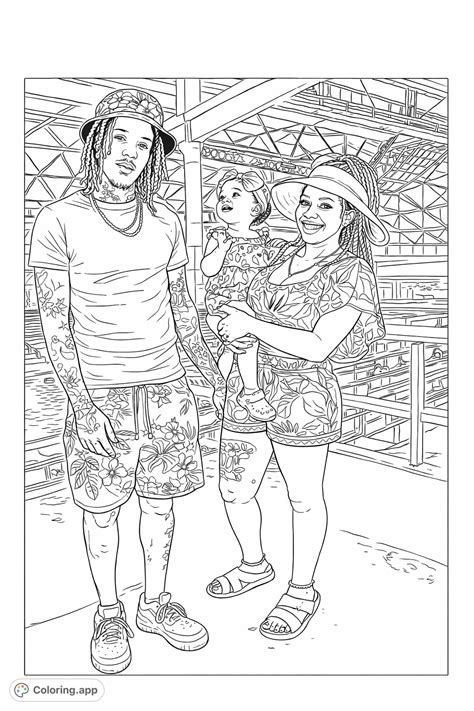 Family Tropical Day Out - Coloring.app