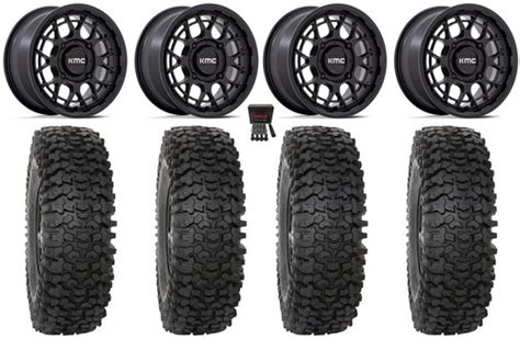 KMC Technic 15" Wheels Black 32" RC500S Sticky Tires Polaris RZR XP ...