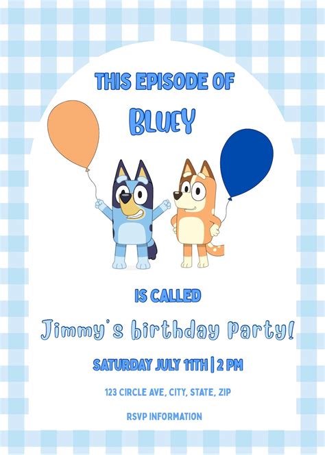 Bluey Boy Birthday Invitation & Welcome Sign Template | Bluey Birthday ...