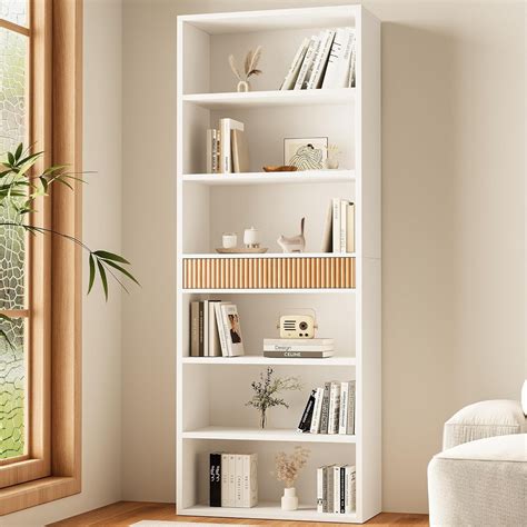 7-Tier Bookshelf with Storage, 72" Tall Bookcase with Drawer, Display ...