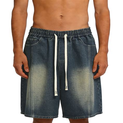 LMOIPLI Mens Baggy Jean Shorts Loose Fit Vintage Wide Leg Jorts Y2K ...