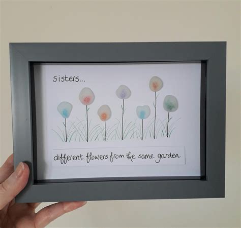 Inspirational Sea Glass Art Framed 6 X 8 Inches, Sister Birthday Gift ...