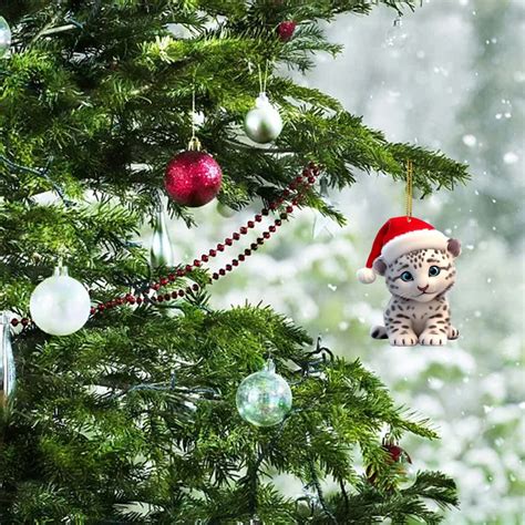 Cute Snow Leopard Baby Christmas Decoration Pendant Snow Leopard ...