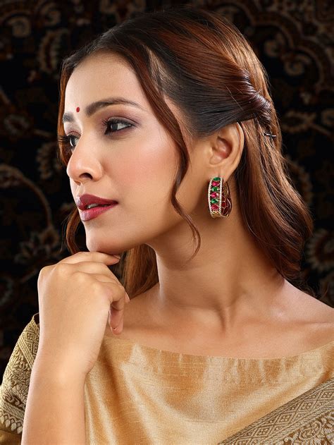 Gold Plated Handcrafted Brass Kundan Earrings