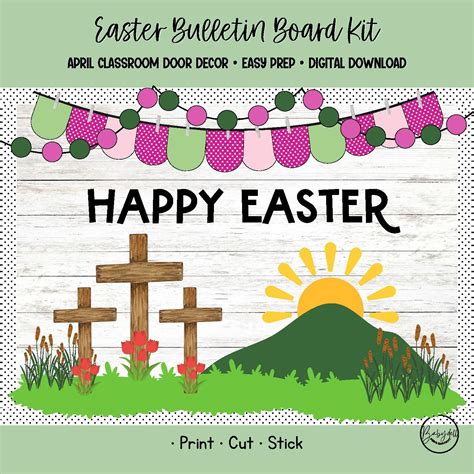 Christian Easter Bulletin Board Kit | He Is Risen Door Decor by ...