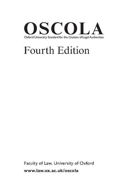 OSCOLA 4th Edition: Citation Standards for Legal Authorities - Studocu