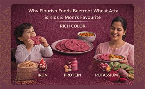 Flourish Foods Beetroot Wheat Atta | Iron-Rich, Low GI Vegetable Atta ...