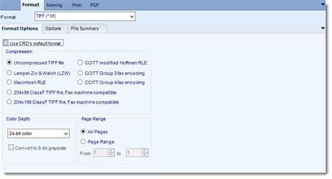 How do I use CRD to export Crystal reports to TIFF format?