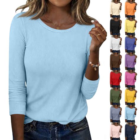 dgysar Women's Winter Slim Fit Long Sleeve T-Shirt, Casual Solid Color ...