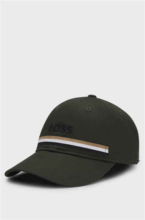 BOSS - Equestrian cotton cap with embroidered logo - Dark Green