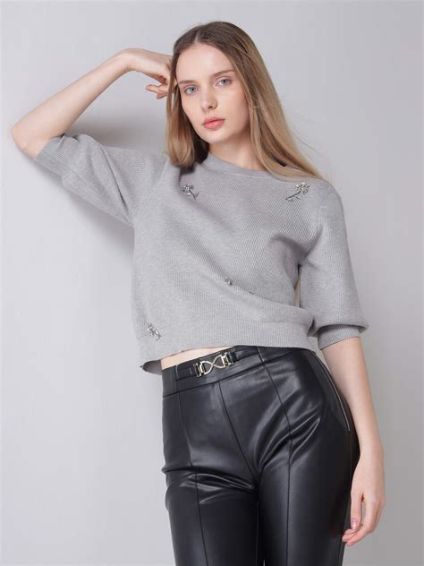 Grey Emblished Sweater