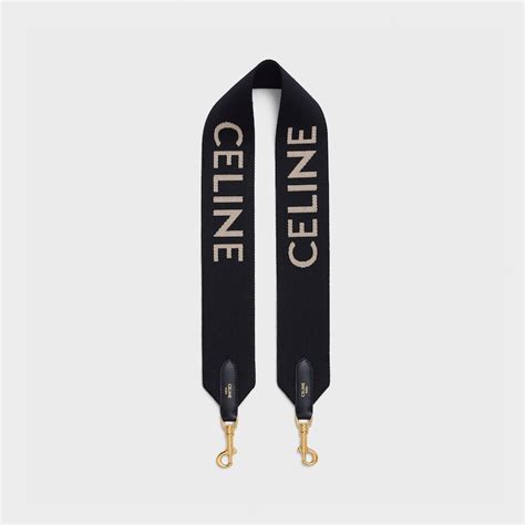 SHORT STRAP IN WOOL WITH CELINE JACQUARD - BLACK / WHITE | CELINE