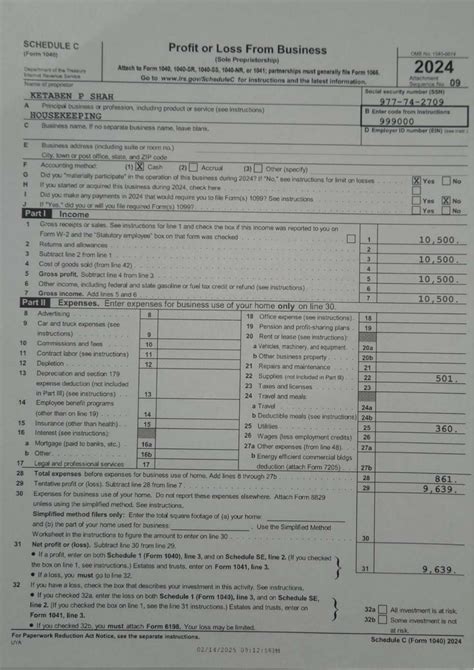 SCHEDULE C (Form 1040) 2024: Profit or Loss from Business - Studocu