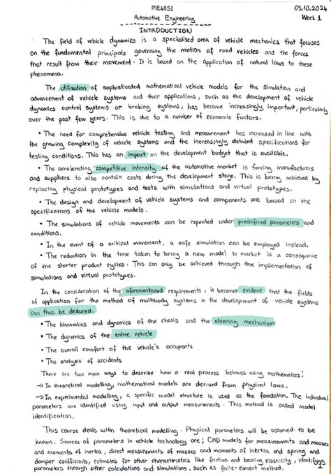 Vehicle Dynamics 4 - Comprehensive Study Notes on Forces and Models ...