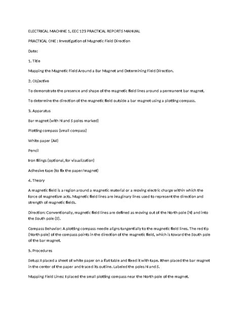 EEC 123 Practical Report: Magnetic Field Mapping & DC Generator ...