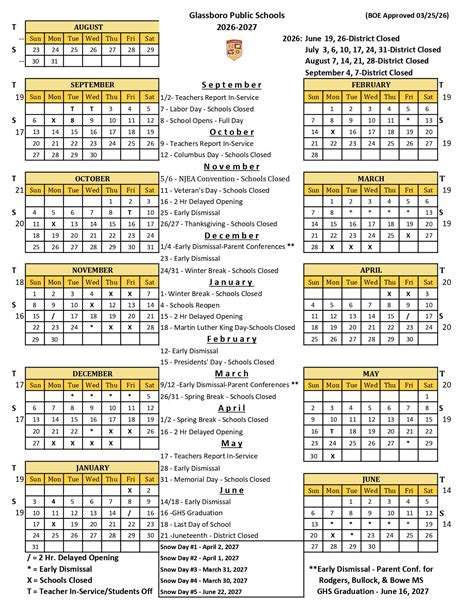 Glassboro Public Schools NJ Calendar 26-27 Updates - EduCounty