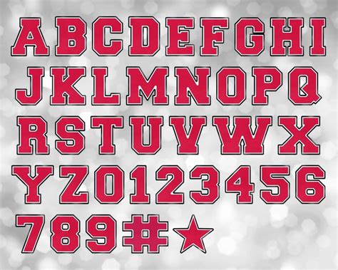 Red, Black, and White Varsity PNG Alphabet Letters and Numbers Bundle ...