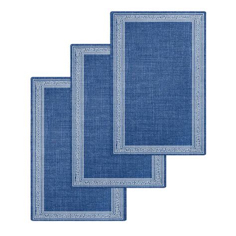 Dark Blue Retro Greek Key Hand Towels Set,Waffle Weave Kitchen Towels 3 ...