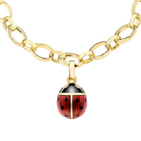 Yellow Gold Red and Black Guilloché Enamel Ladybird Charm | Fabergé ...