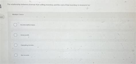 (Solved) - The relationship between revenue from selling inventory and ...