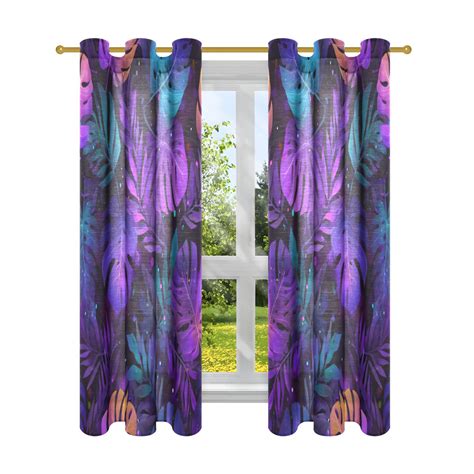 2 Panels Set Blackout Curtains Thermal Insulated Sun Protection Room ...