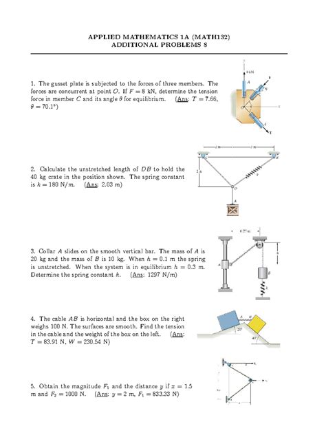 APPLIED MATHEMATICS 1A (MATH132) FORCES AT EQUILIBRIUM PROBLEMS - Studocu