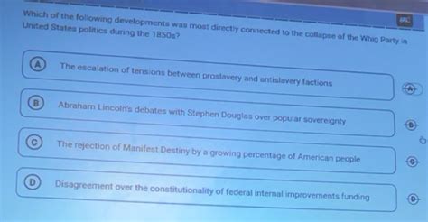 Solved: Which of the following developments was most directly connected ...