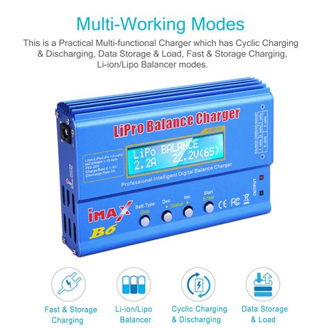 B6 LiPo Smart Battery Balance Charger Discharger iMAX 80W For RC NiMH ...