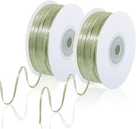 Amazon.com: woric 2 Rolls/200 Yards Sage Green Ribbon 1/8 Inch Double Faced Light Green Ribbon ...
