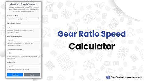 Gear Ratio Speed Calculator – CarsCounsel