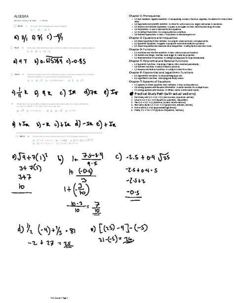Algebra Essentials: Chapter 1-7 Overview and Study Path - Studocu