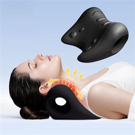 Cervical Neck Traction Pillow U Shaped Neck Massager 7.8In, Cervical Spine Corrector Ergonomic ...