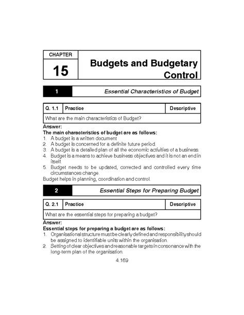 CA Inter Chapter 15: Budgets and Budgetary Control Essentials - Studocu