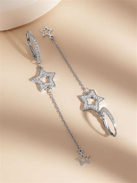 925 Fine Silver Star Chain Drop Earrings – Rubans