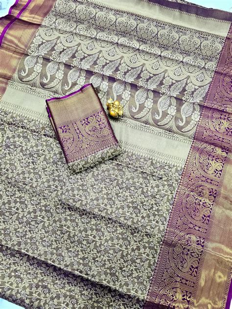 One Gram Gold Saree with Contrast Border – prabhatex