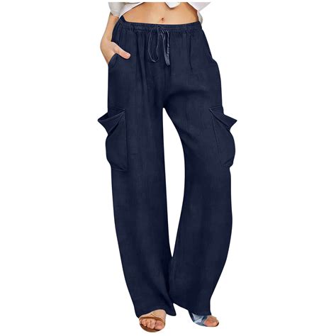 Inleife Women's Solid Color Drawstring Loose Fitting Pants Elastic ...