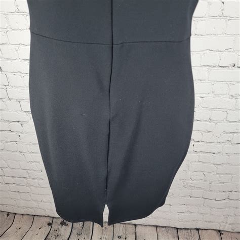 Lipsy Black Off Shoulder Short Sleeve Back Slit Stretch Bodycon Mini ...