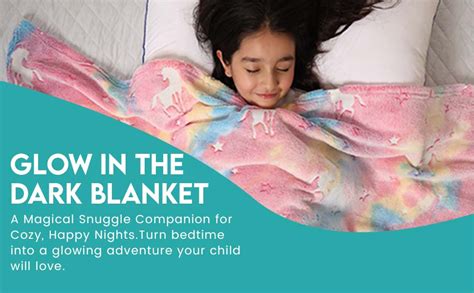 tinybloo Glow Blanket for Kids 200x150 cm| Glow in the Dark Blanket for ...