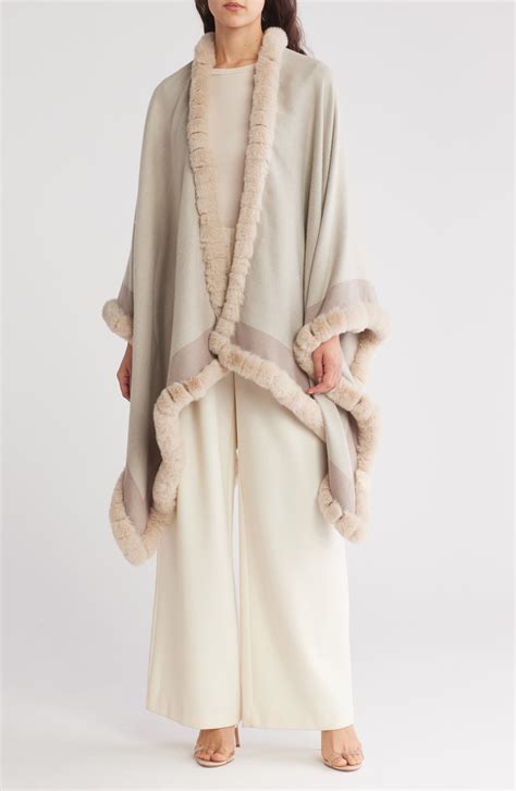 La Fiorentina Faux Fur Trim Ruana (Women) | Nordstromrack