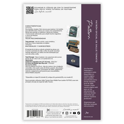 Patrón Impreso de Lucky Penny Wallet (Español) – Sallie Tomato