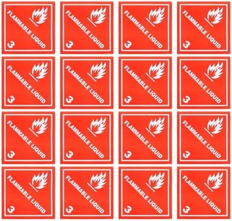 Flammable Liquid Warning Labels, Red Adhesive Decals 20pcs | Copper ...