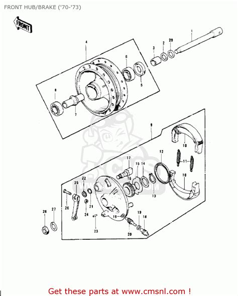 Kawasaki G4TRB 1972 USA CANADA FRONT HUB/BRAKE ('70-'73) - buy original FRONT HUB/BRAKE ('70-'73 ...